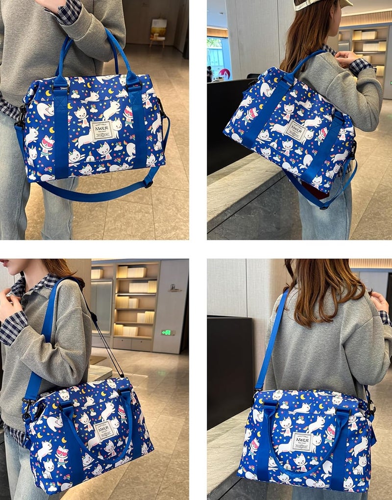 NWLR Travel Duffle Bag Weekender Overnight Bag Gym Tote with Dry and Wet Separated Pocket for Women Girls Shoulder Workout Duffel Bag Water Resistant (Rainbow Cats) - Image 2